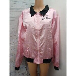 Grease Pink Ladies Full Zip Lightweight Jacket Costume Adult XXL Satin